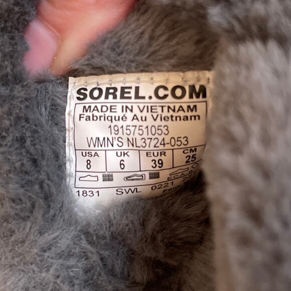 Sorel Go Mail Run Slippers Women’s 8 Gray Faux Fur Slide House Shoes Excellent - Picture 6 of 6